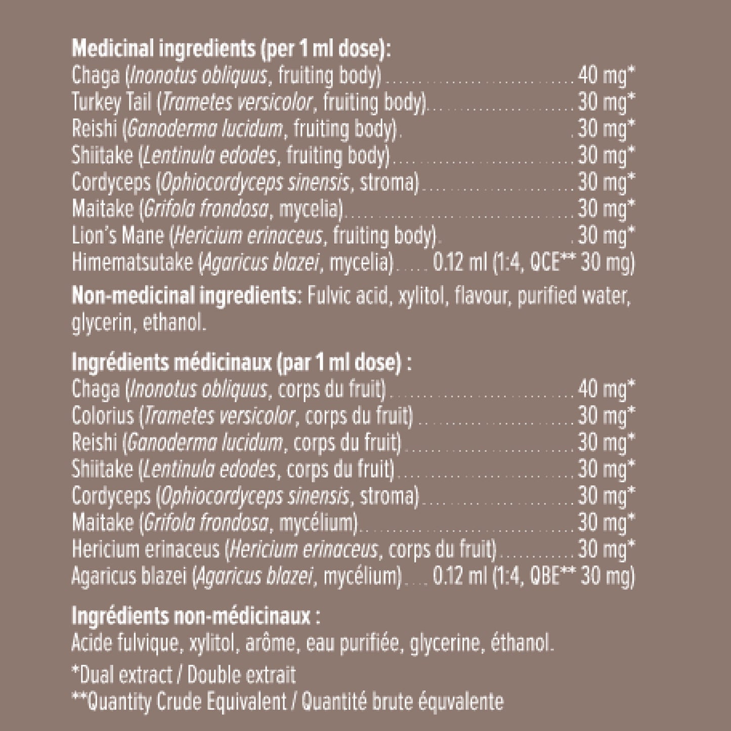 Teinture d'immunité aux 8 champignons